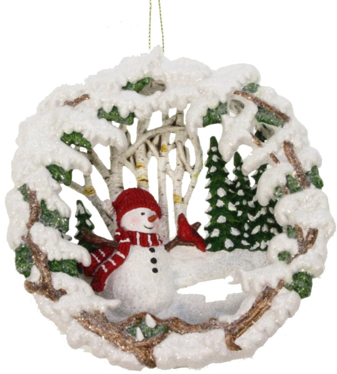 Ornament Sneeuwman in bos 7x6,5x11cm