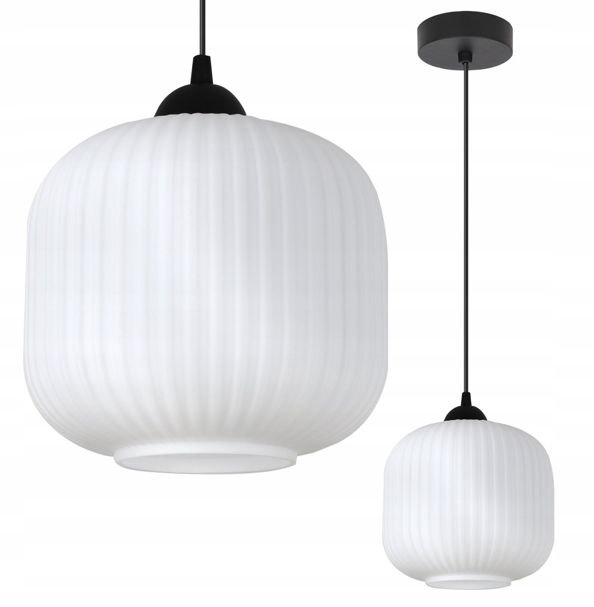 Merkloze Hanglamp met Witte Glazen Kap - Glamour & Modern