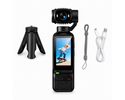 Pocket Camera 4K - Mini Action Camera met Draaibare Lens - Beeldstabilisatie - Vlogcamera met Scherm - Inclusief 32GB SD-Kaart - Zwart