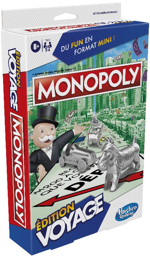 Monopoly édition Voyage, jeu portable pour 2 à 4 joueurs, jeu de voyage pour enfants à partir de 6 ans