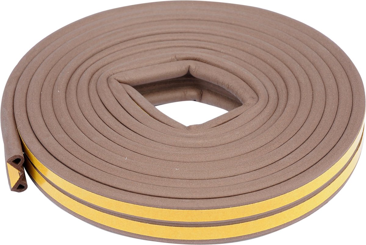 Zelfklevende P-Profiel Tochtstrip - EPDM Rubber - 9x5,5 mm (6 Meter) - Bruin - Voor Raam & Deur - UV- & Weerbestendig - Bespaart tot 35% Energie