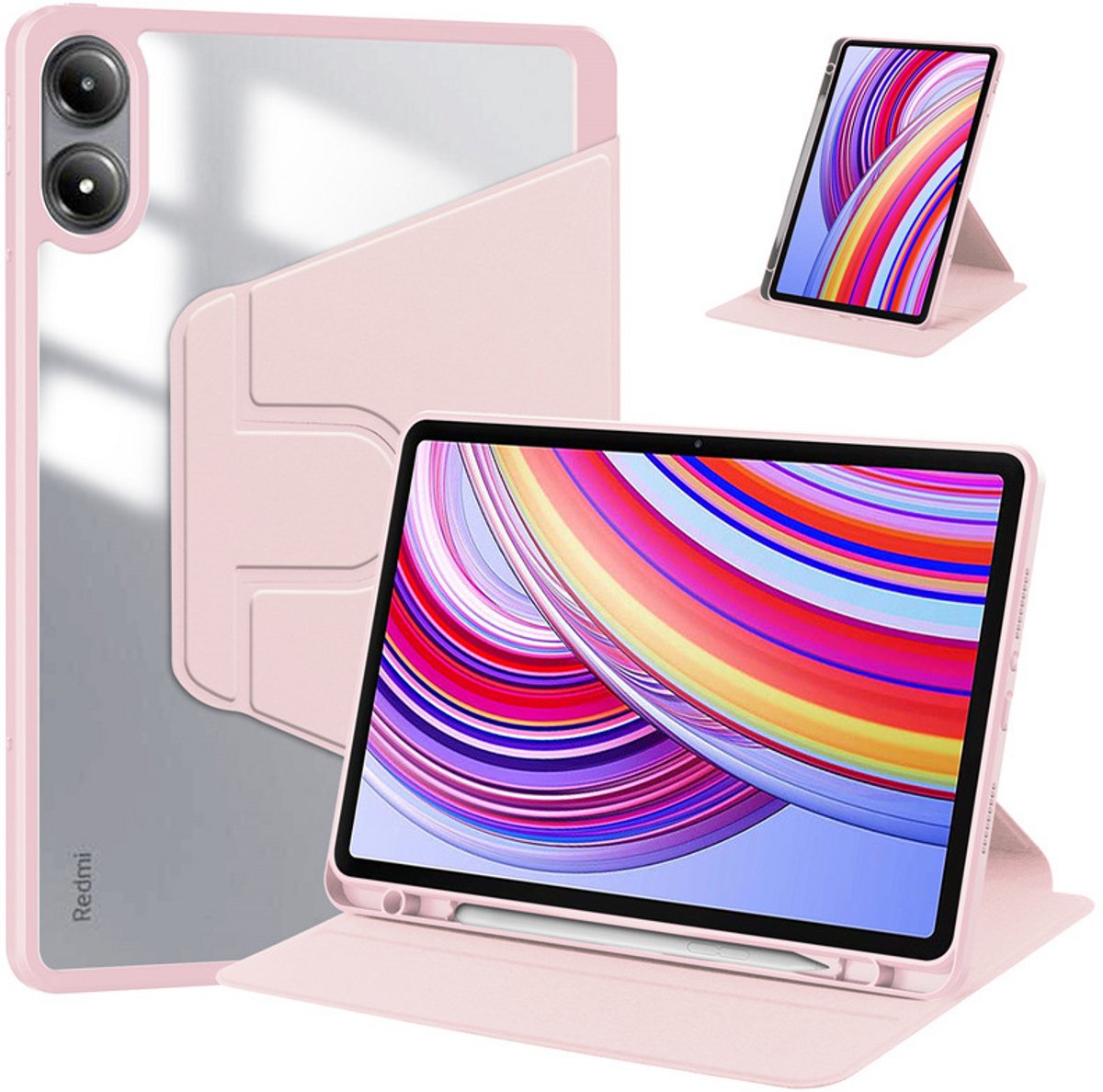 Coverup Tablethoes geschikt voor Xiaomi Redmi Pad 2 Pro Hoesje - 360° Rotating Folio Book Case met Wake/Sleep - Roze