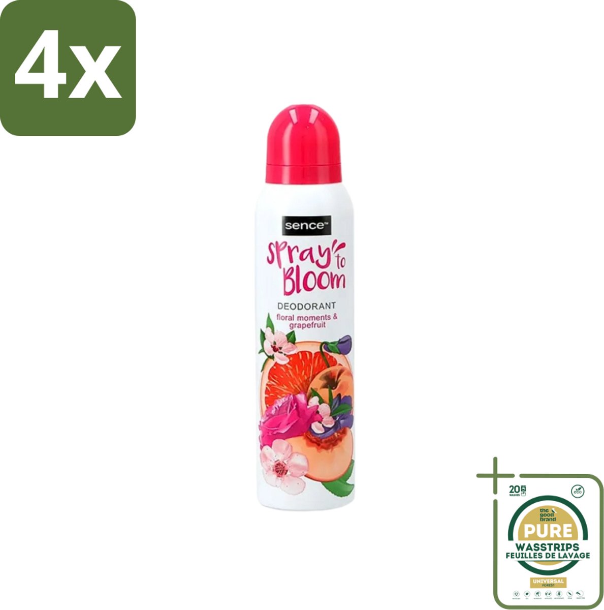 Sence - Floral & Grapefruit - Deodorant - Fris & Fruitig - 150 ml - Voordeelverpakking - 4 stuks - Frisheid - Deodorant voor dames