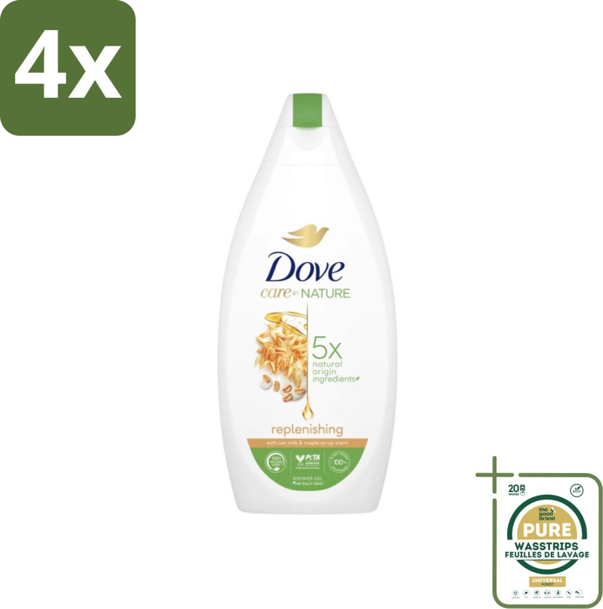 Dove - Douchegel - Replenishing - Hydraterend en verzorgend - 400 ml - Voordeelverpakking - 4 stuks - Huid verzorging - Zachte huid