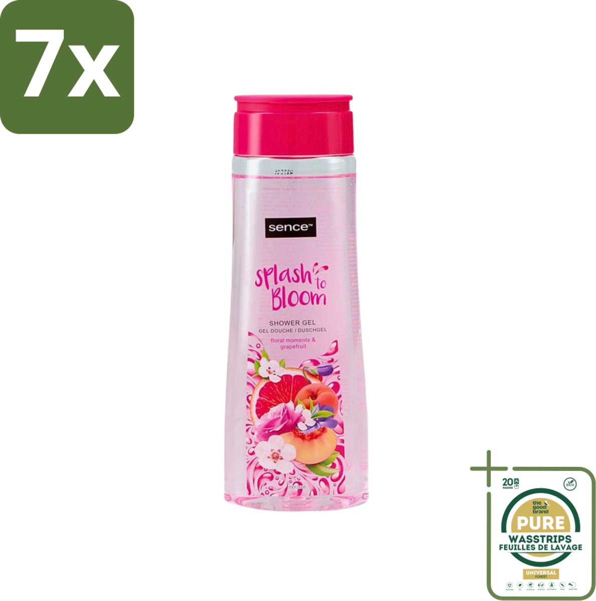 7 x Sence - Floral Moments & Grapefruit - Douchegel - Fris & Fruitig - 300 ml - Grootverpakking - Douchegel - Grapefruit - Bloemige Geur - Fris - Fruitig