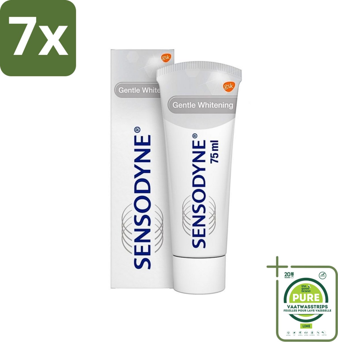 7 x Sensodyne - Tandpasta - Gentle Whitening - Voor Gevoelige Tanden - 75 ml - Grootverpakking - Gevoelige Tanden - Tandpasta - Witte Tanden - Tandglazuur - Verkleuringen