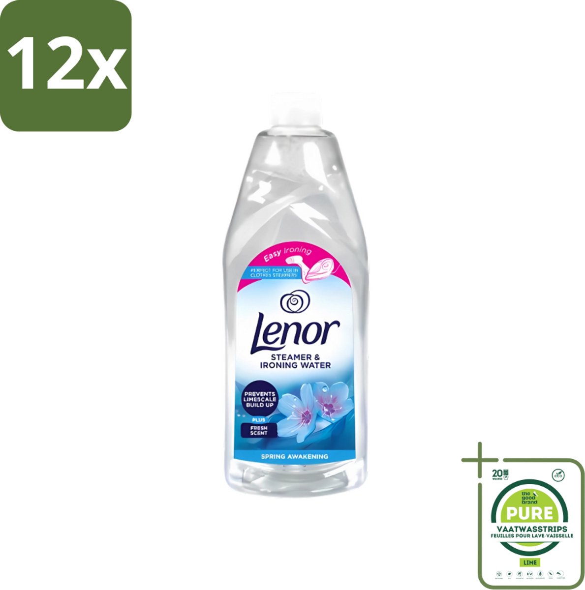 Lenor - Strijkwater - Spring Awakening - Textielverfrisser - 1000 ml - Voordeelverpakking - 12 stuks - Strijkwater - Textielverfrisser