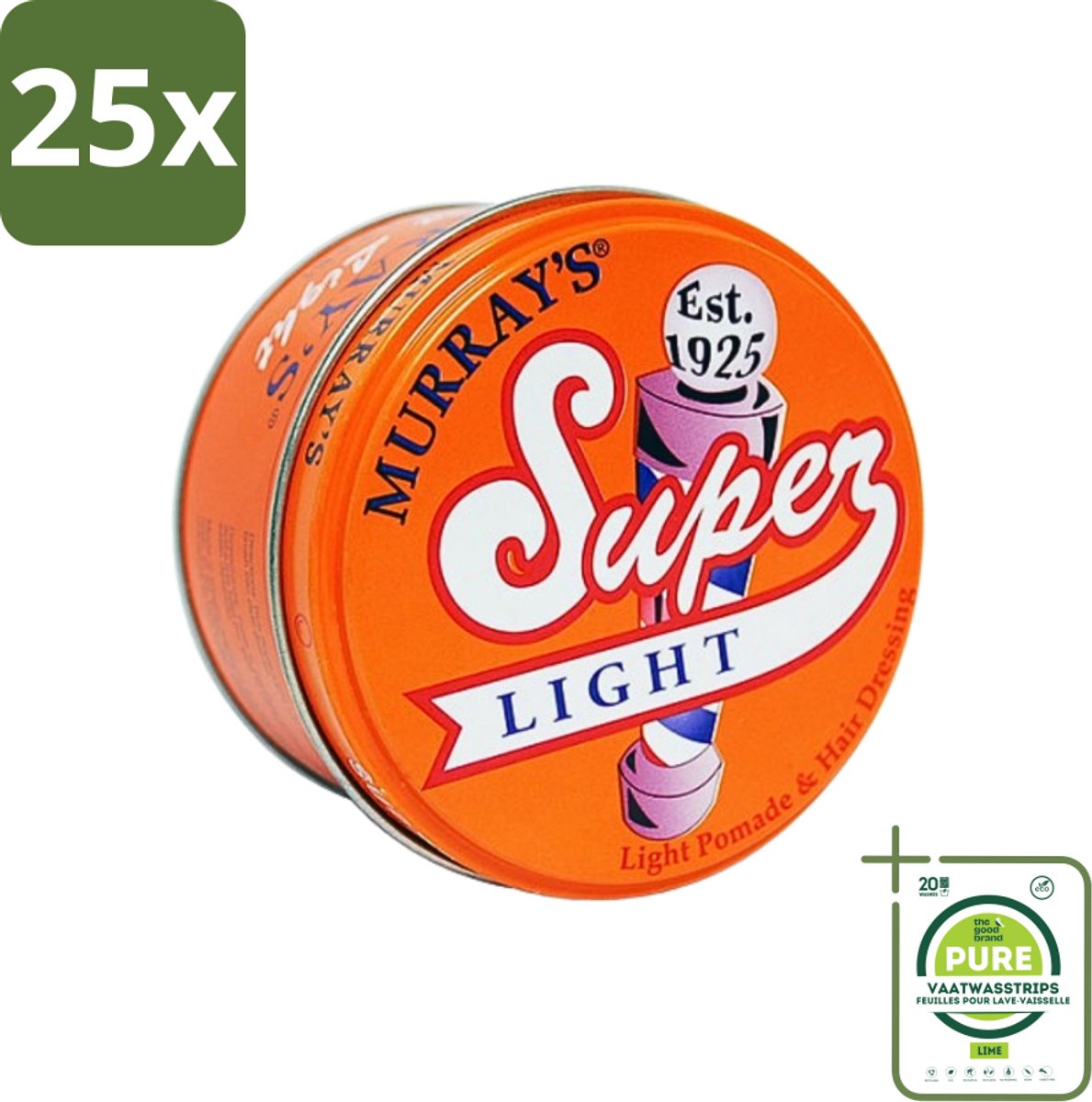 25 x Murray's - Super Light - Pomade - Lichtgewicht Hold - Glanzende Afwerking - 85 ml - Grootverpakking - Pomade - Lichtgewicht Pomade - Haartype - Haartypen - Haartypen