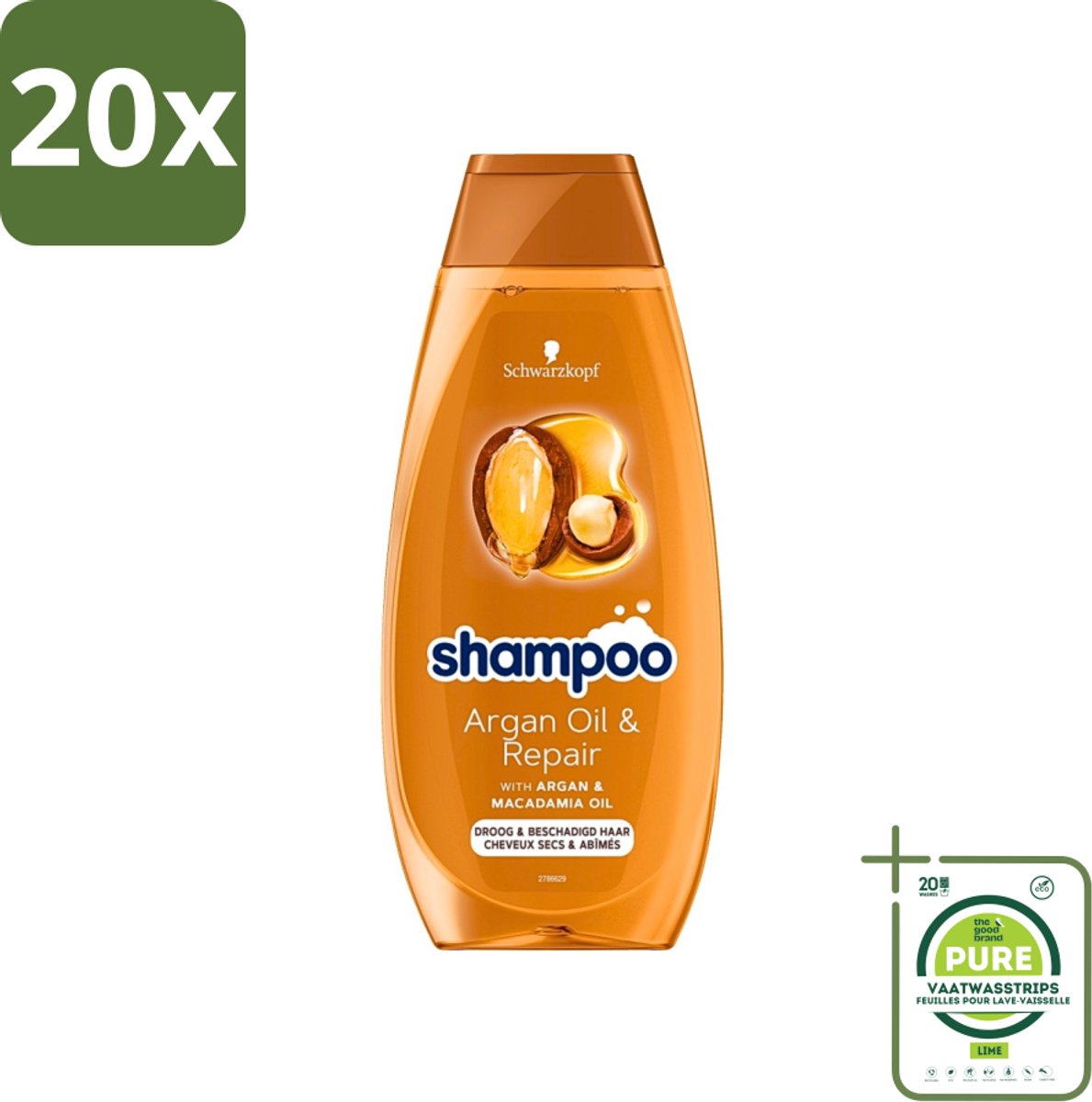 20 x Schwarzkopf - Shampoo Argan Oil & Repair - Voedt & Versterkt - 400 ml - Grootverpakking - Argan Oil Shampoo - Droog Haar Shampoo - Beschadigd Haar Shampoo - Haar Versterken - Haar Hydrateren