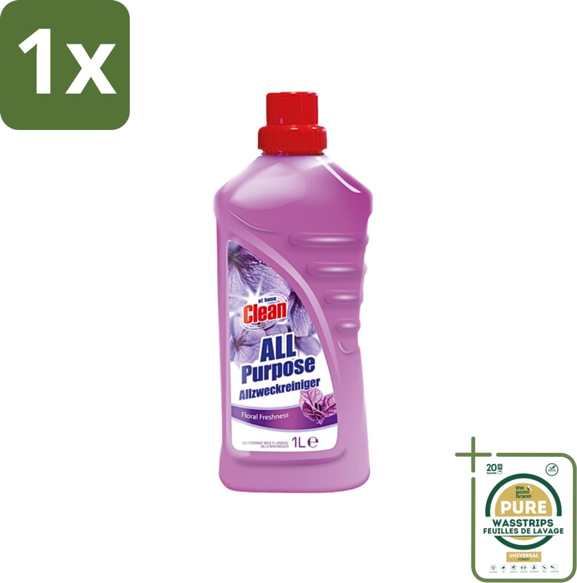 1 x At Home - Clean - Allesreiniger - Floral - Verfrissened - 1 L- Allesreiniger - Bloemige Geur - Reiniging - Huisreiniging - Vloerreiniger