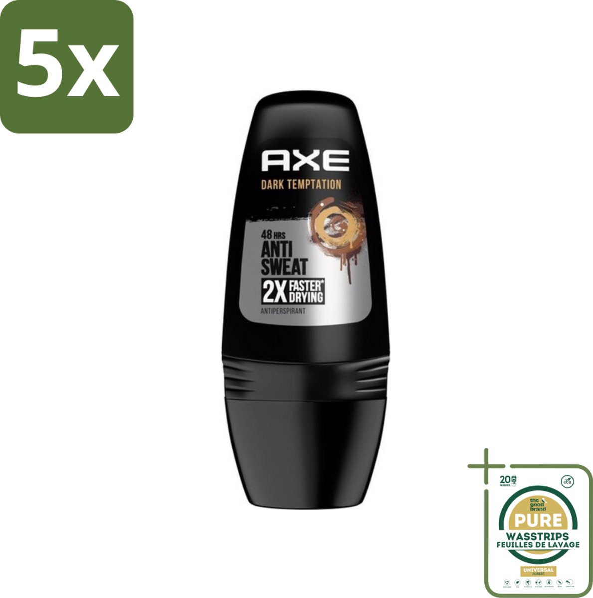 5 x Axe - Deodorant Roller - 48hrs Anti Sweat - Dark Temptation - Anti-transpirant - 50 ml - Grootverpakking - 48 Uur Bescherming - Antitranspirant Roller - Deodorant Roller - Zweetbestendig - Geur