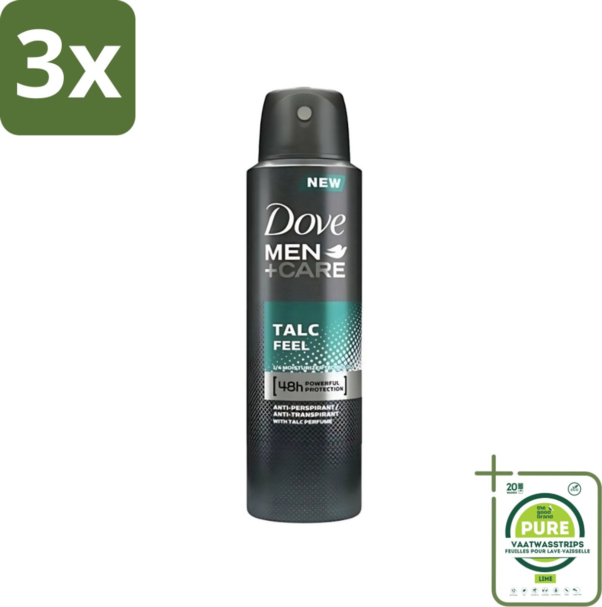 3 x Dove - Deodorant - Men Care Talc Feel - Zachte en verzorgende bescherming - 150 ml - Grootverpakking - Dove Men+Care - Deodorant Spray - Anti-transpirant - Zweetbehandeling - Frisheid