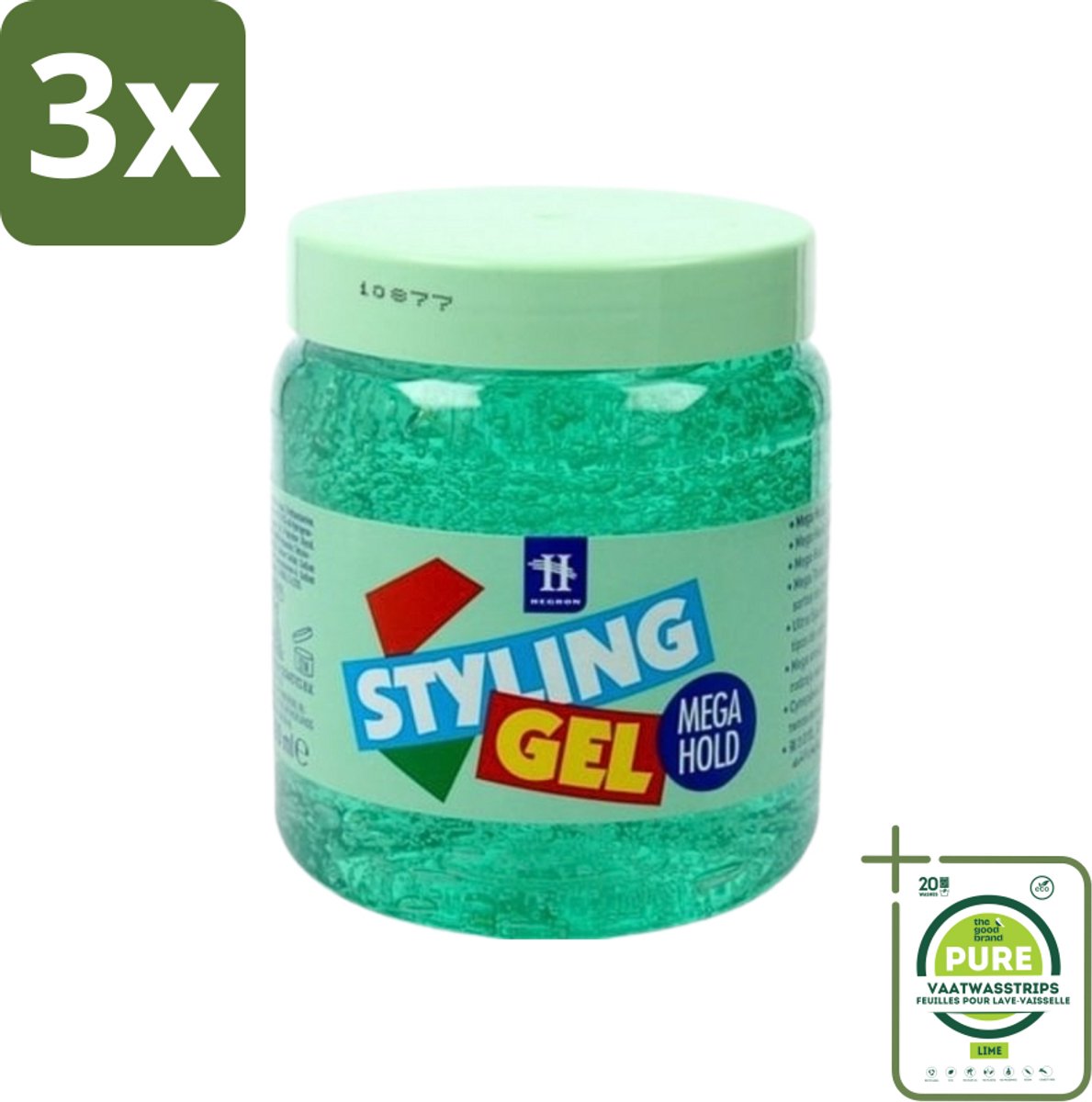 3 x Hegron - Styling Gel - Megahold - Sterke Fixatie - 150 ml - Grootverpakking - Haartype Styling Gel - Megahold Gel - Haartype Styling - Styling Gel