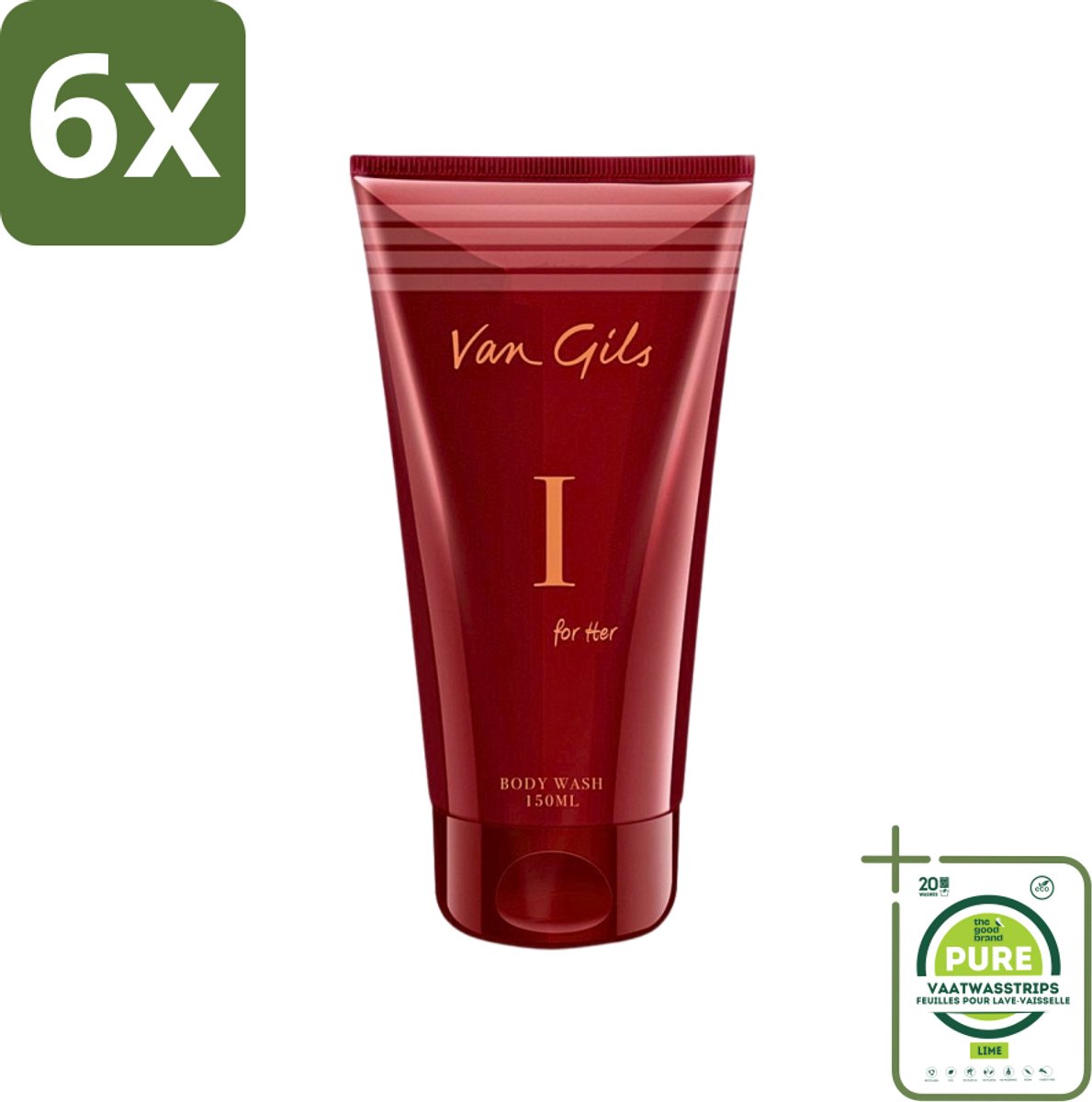 Van Gils - Douchegel - I for Her - Zachte Reiniging & Luxe Geurbeleving - 150 ml - Voordeelverpakking - 6 stuks - Douchegel vrouwelijk - Douchegel luxe