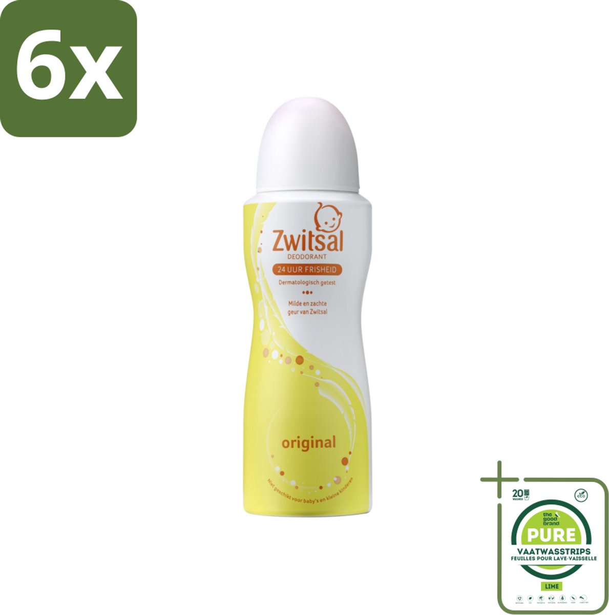Zwitsal Deodorant Original 100 ml - Voordeelverpakking - 6 stuks - Zwitsal deodorant spray - Fris geurend