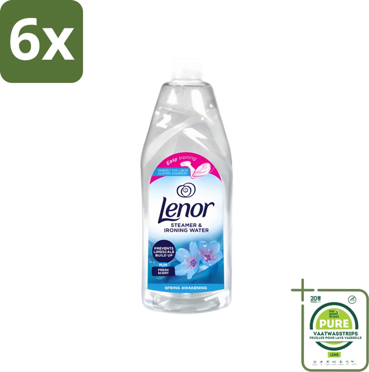 Lenor - Strijkwater - Spring Awakening - Textielverfrisser - 1000 ml - Voordeelverpakking - 6 stuks - Strijkwater - Textielverfrisser