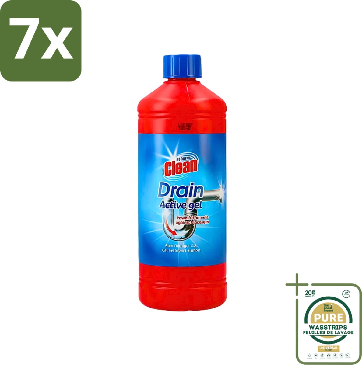 7 x At Home - Clean - Afvoer Ontstopper - Gel - Sterk - 1 L - Grootverpakking - Afvoer Ontstopper Gel - Afvoer Ontstopper - Verstopping Oplossen - Afvoer Verstopt - Afvoer Ontstoppen