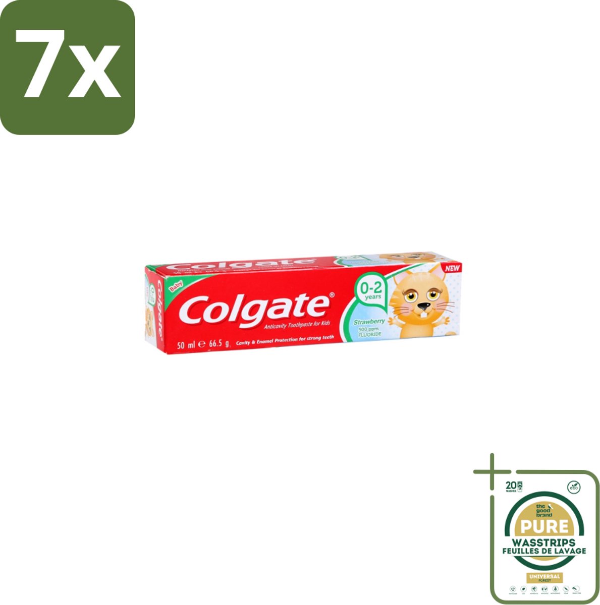 7 x Colgate - Aardbeismaak - Kindertandpasta - Voor 0 tot 2 jaar oud - 50ml - Grootverpakking - Baby Tandenpoetsen - Kindertandpasta - Aardbeismaak - Melkgebit - Gaatjes Voorkomen