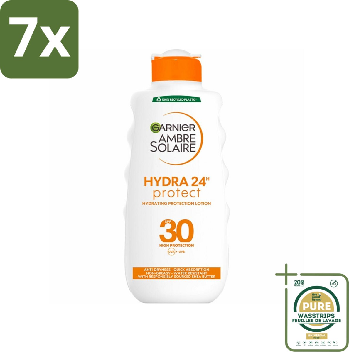 7 x Garnier - Ambre Solaire - Hydraterende Zonnebrand Melk - SPF 30 - 200 ml - Grootverpakking - Zonnescherm - Zonnebrandmelk - Hydraterende Zonnebrandmelk - SPF 30 - Zonbescherming