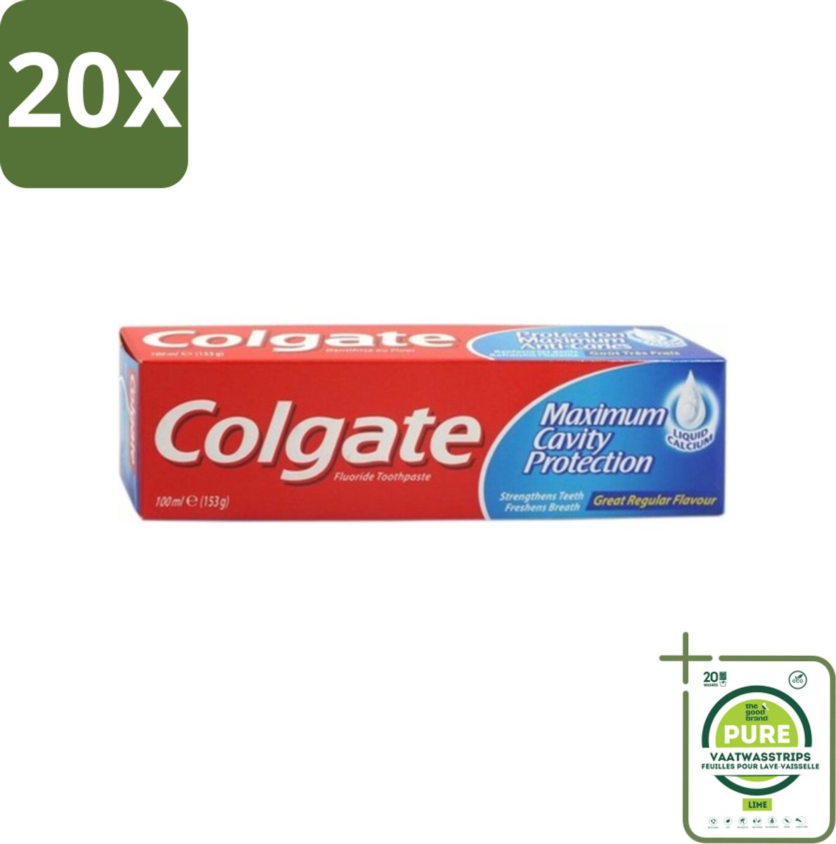 20 x Colgate Tandpasta Maximum Cavity Protection 100 ml - Grootverpakking - Tandpasta - Gaatjesbescherming - Witte Tanden - Vlekverwijdering - Fluoridetandpasta
