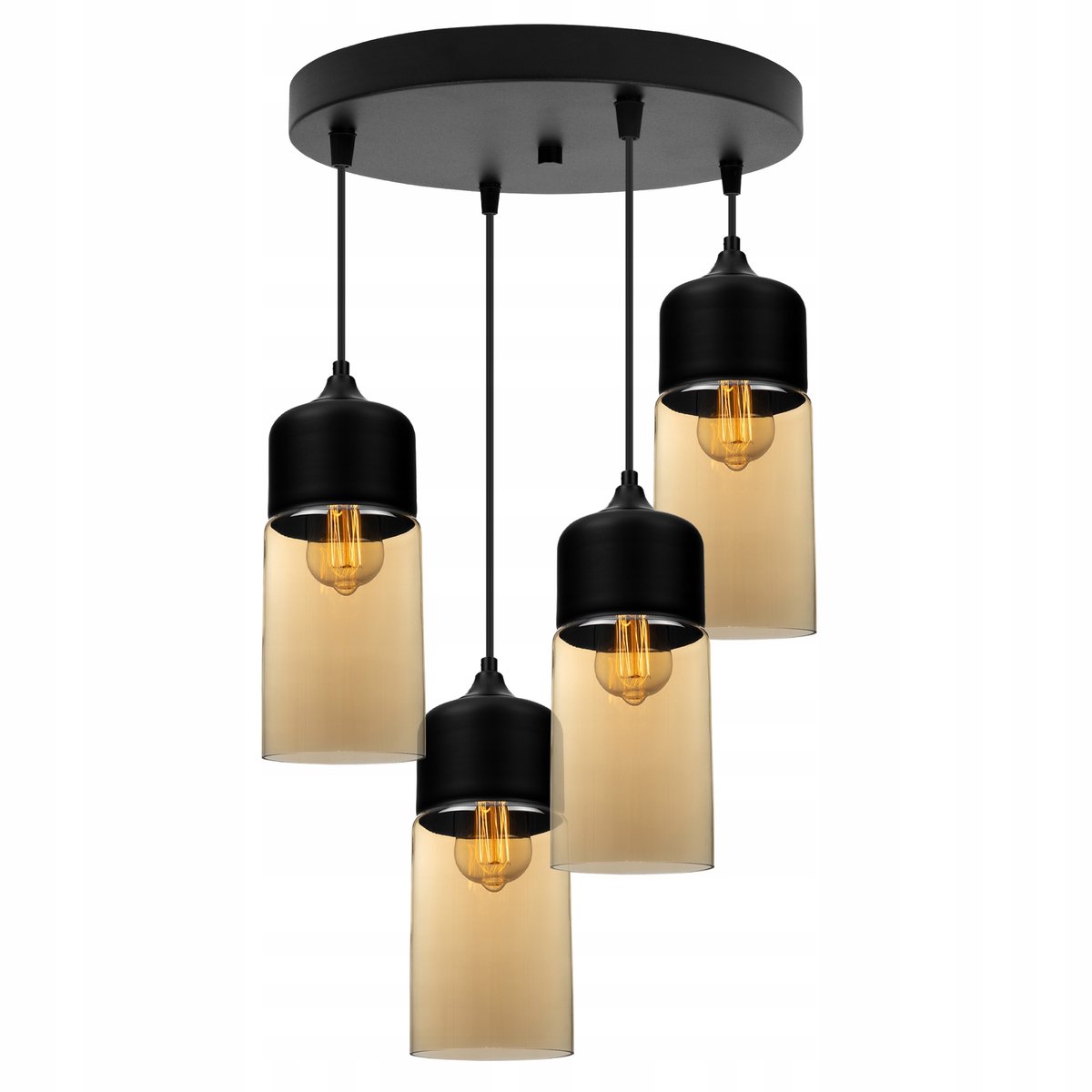 Hanglamp OSLO 2232/4/OW/M - glas, Zwart/Miodowy, E27