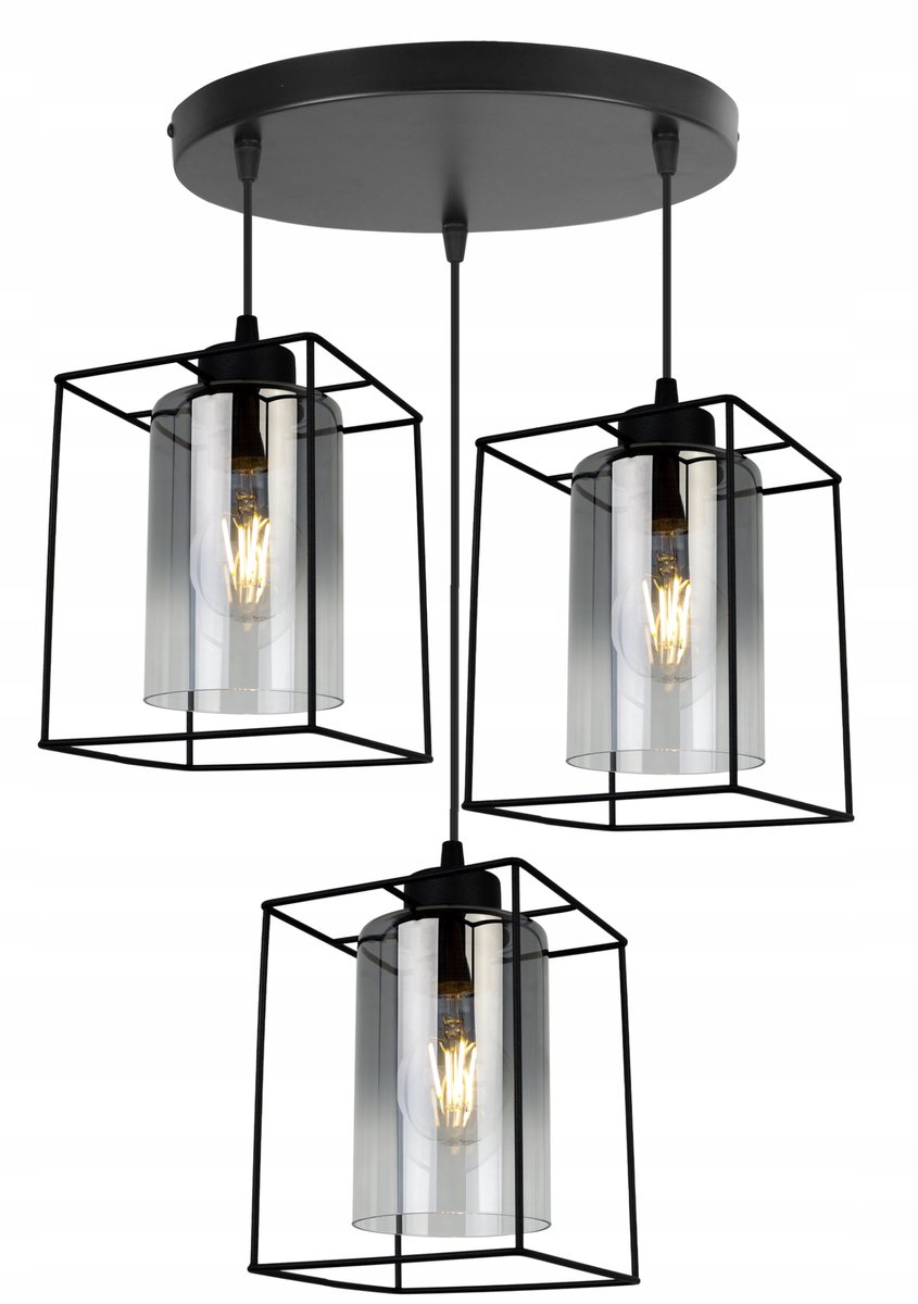 Merلوze Hanglamp Zwart Glas Loft Glamour 3-lichts