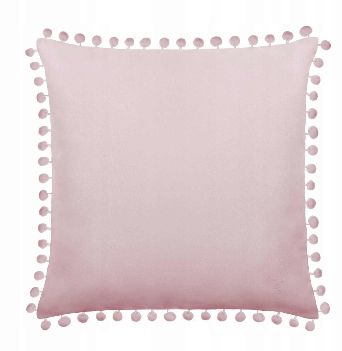 Pudrowo-roze decoratieve kussenhoes Fluffy met pompons 45x45 cm