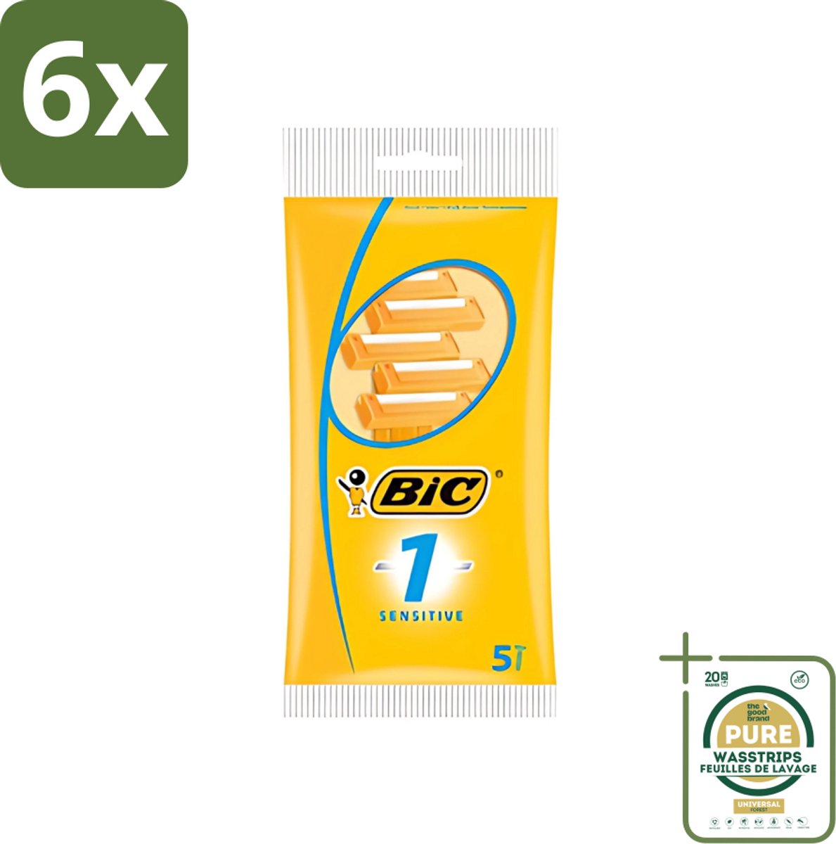 Bic - Scheermesjes - Sensitive - Enkel Mesje - Wegwerpmesjes - 5 Scheermesjes - Voordeelverpakking - 6 stuks - Wegwerpscheermesje - Roestvrij staal