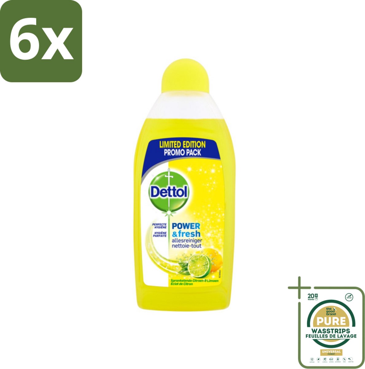 Dettol Power & Fresh Allesreiniger Citrus 500 ml - Voordeelverpakking - 6 stuks - Voedselresten verwijderen - Badkamervuil verwijderen