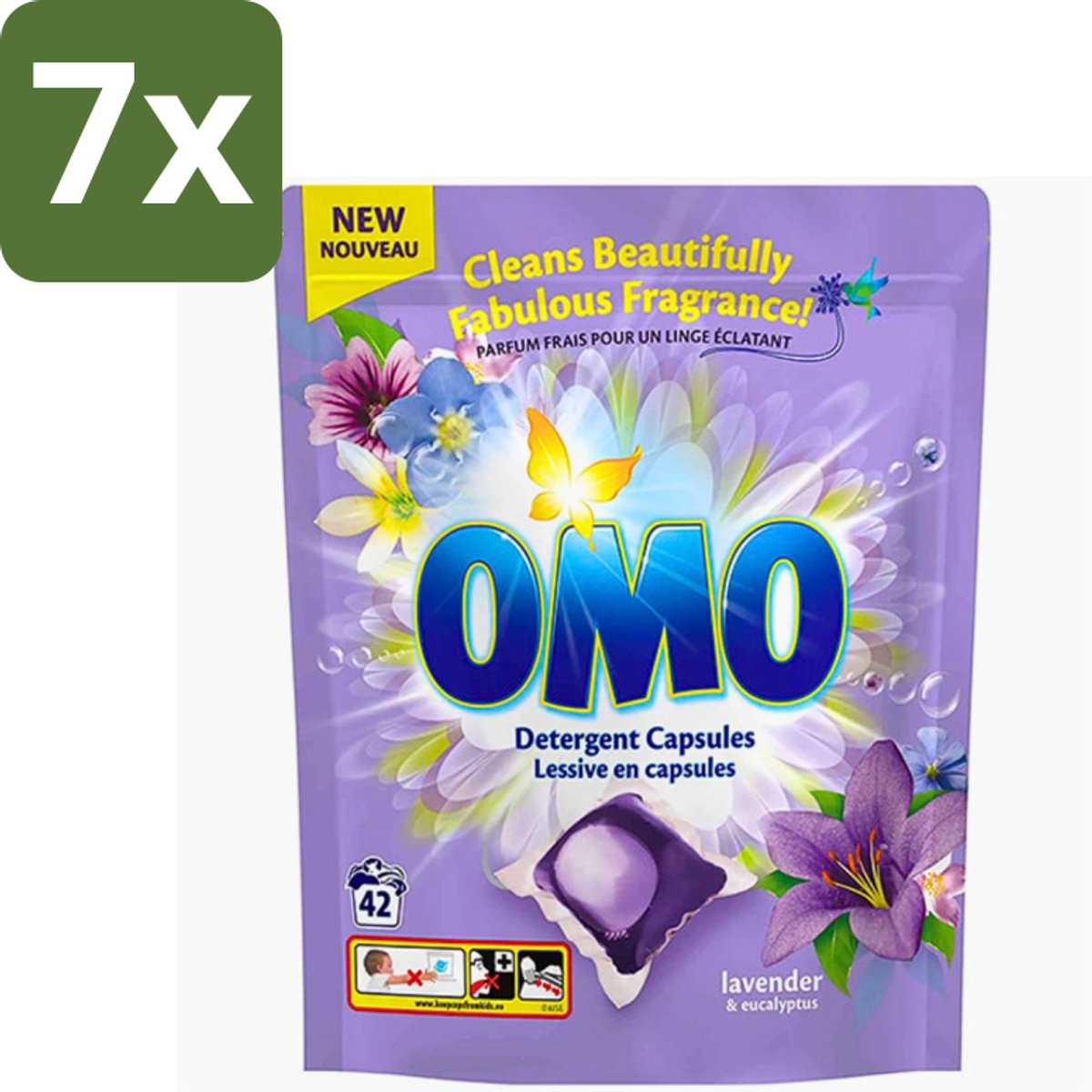 7 x Omo - Wascapsules - Lavendel & Eucalyptus - Krachtige geur - 42 Capsules - Wascapsules - Wasmiddel - Wascapsules Lavendel En Eucalyptus - Was Voor Gekleurde Kleding - Wasmiddel Voor Gekleurde Kleding