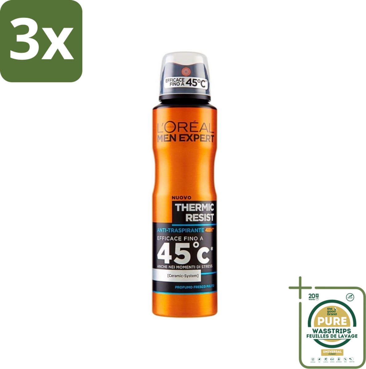 3 x L'Oréal Men Expert Deo Spray - Deodorant - Thermic Resist - 150 ml - Grootverpakking - Deodorant Spray - Thermic Resist - Transpiratie Bescherming - Fris Geur - 48 Uur Bescherming