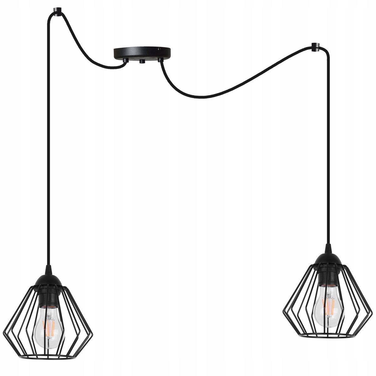 Hanglamp Spider Zwart Dubbel Loft Modern E27 Metaal 200cm