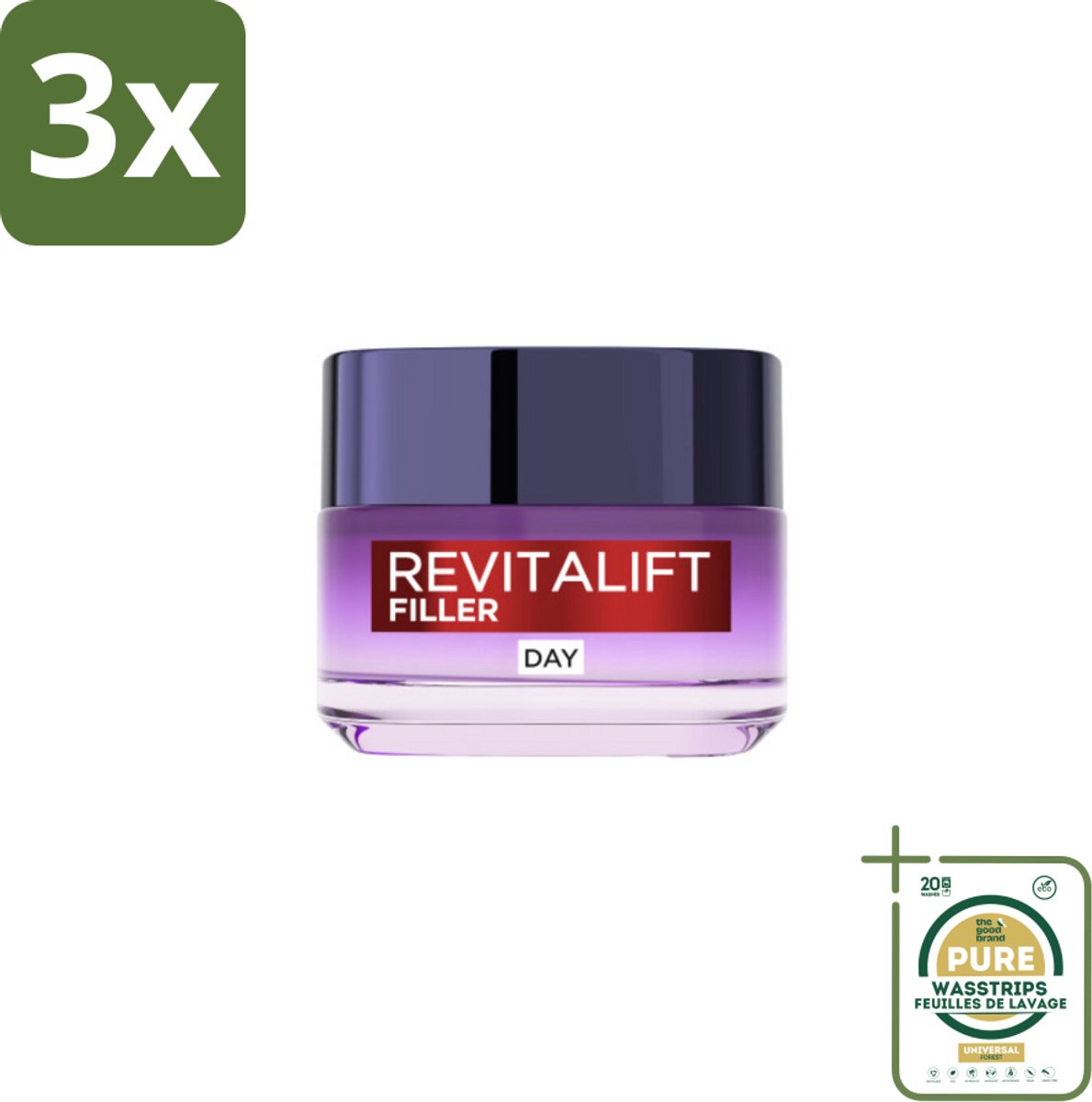 3 x L'Oréal Revitalift Filler Dagcrème 50 ml - Grootverpakking - Anti-rimpel Crème - Anti-aging Crème - Hyaluronzuur Crème - Fibroxyl Crème - Gezichtsverzorging