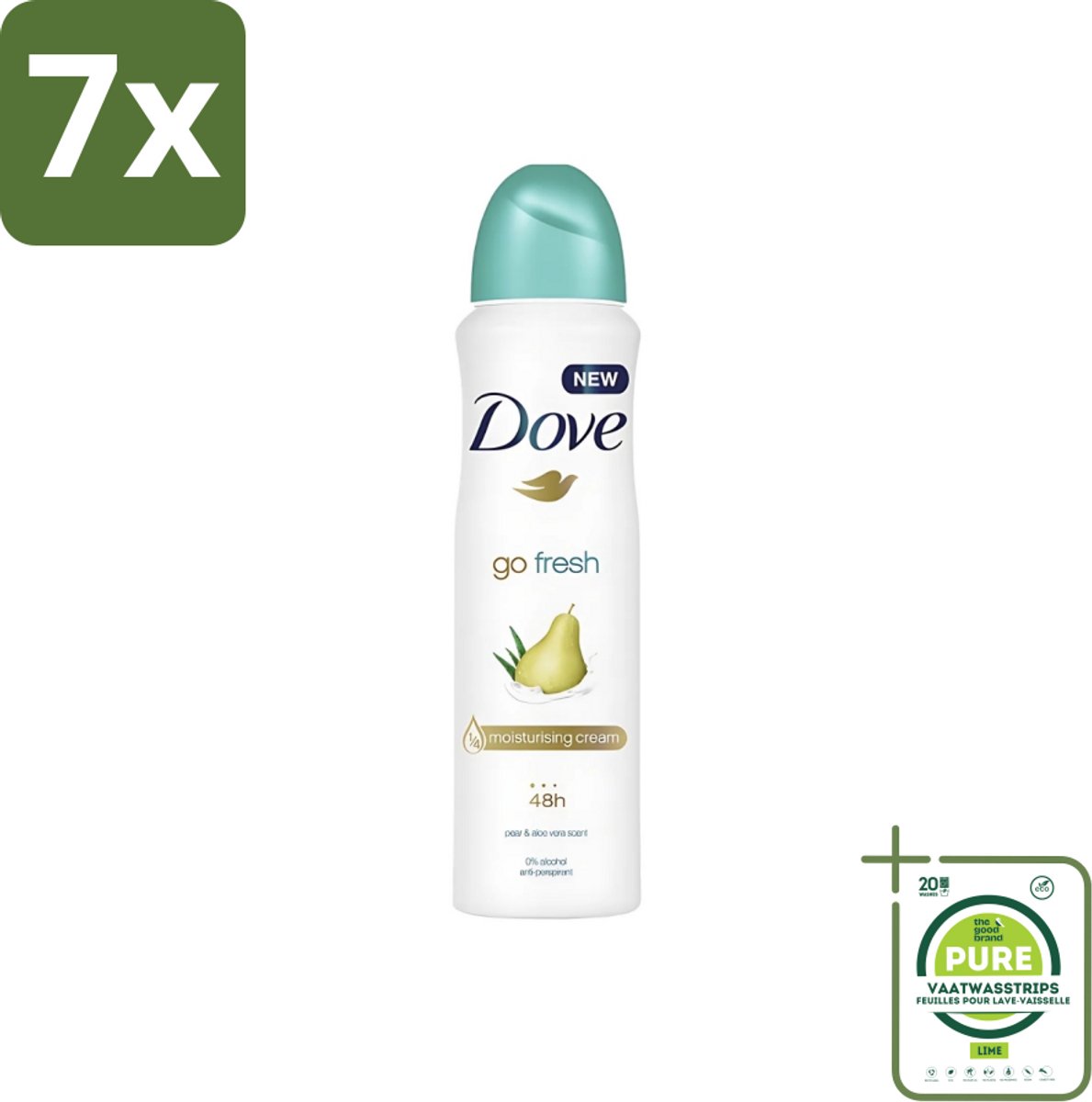 7 x Dove - Deodorant - Spray Go Fresh Pear & Aloe - Frisse en verzorgende geur - 250 ml - Grootverpakking - Dove Go Fresh Pear Aloe Vera - Deodorant Spray - Anti-transpirant - Fris Gevoel - Peer Geur