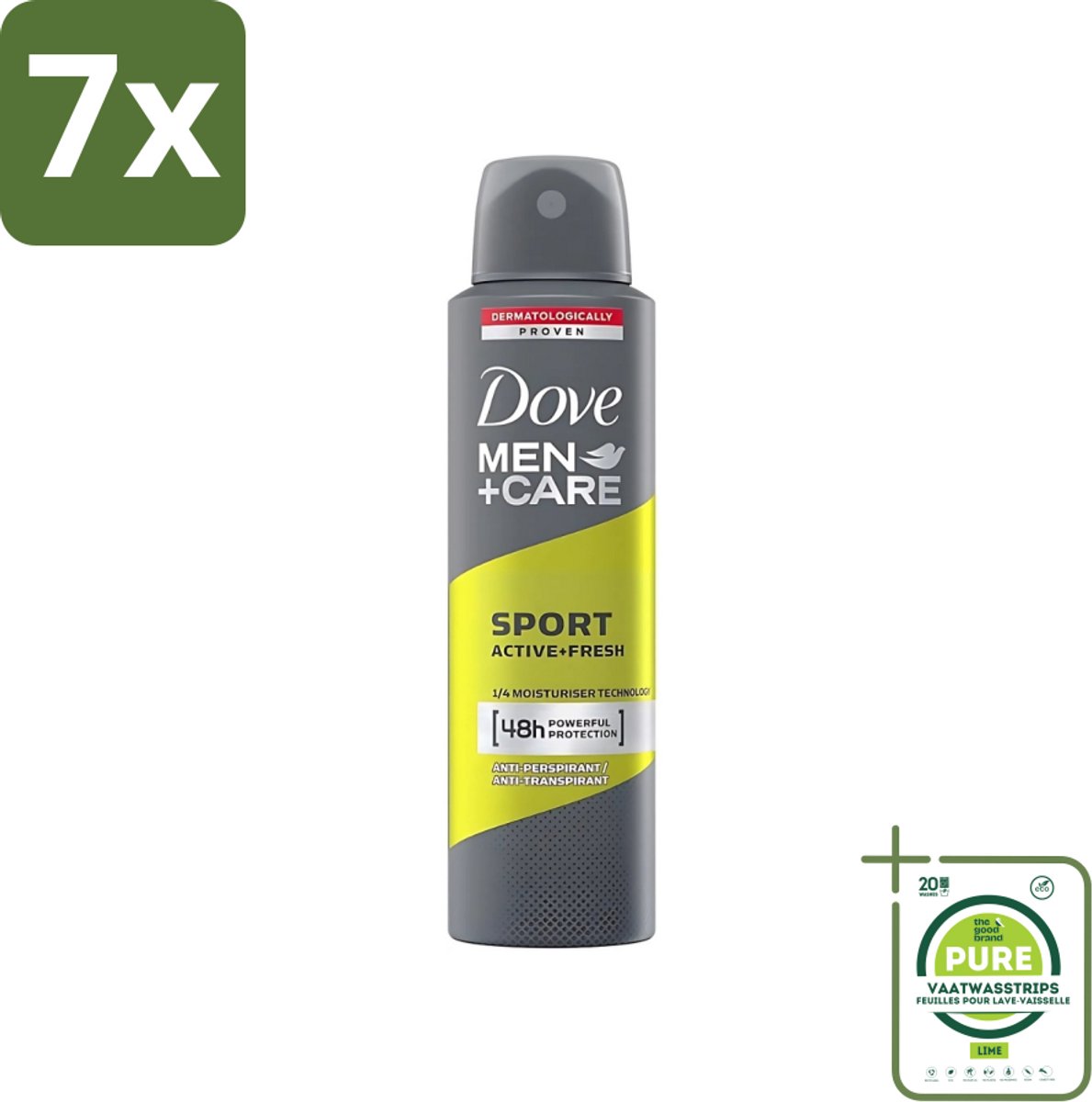7 x Dove - Deodorant - Men Care Sport Active Fresh - Verfrissend en energiek - 150 ml - Grootverpakking - Sport Deodorant - Actieve Mannen - Zweetgeur - Frisse Geur - Deodorant Spray
