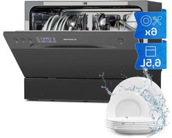 Tafelmodel Vaatwasser - Kleine Vaatwasser - Thuisgebruik Keuken - Zes Wasprogramma's - Voor 6 Couverts - Antraciet