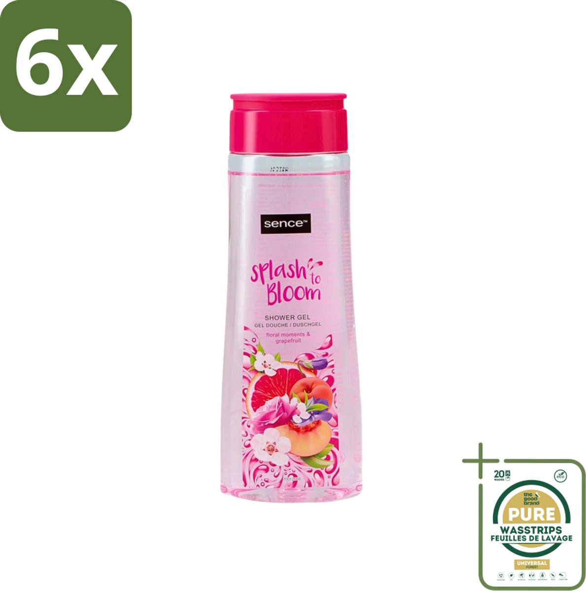 Sence - Floral Moments & Grapefruit - Douchegel - Fris & Fruitig - 300 ml - Voordeelverpakking - 6 stuks - Bloemige geur - Fris