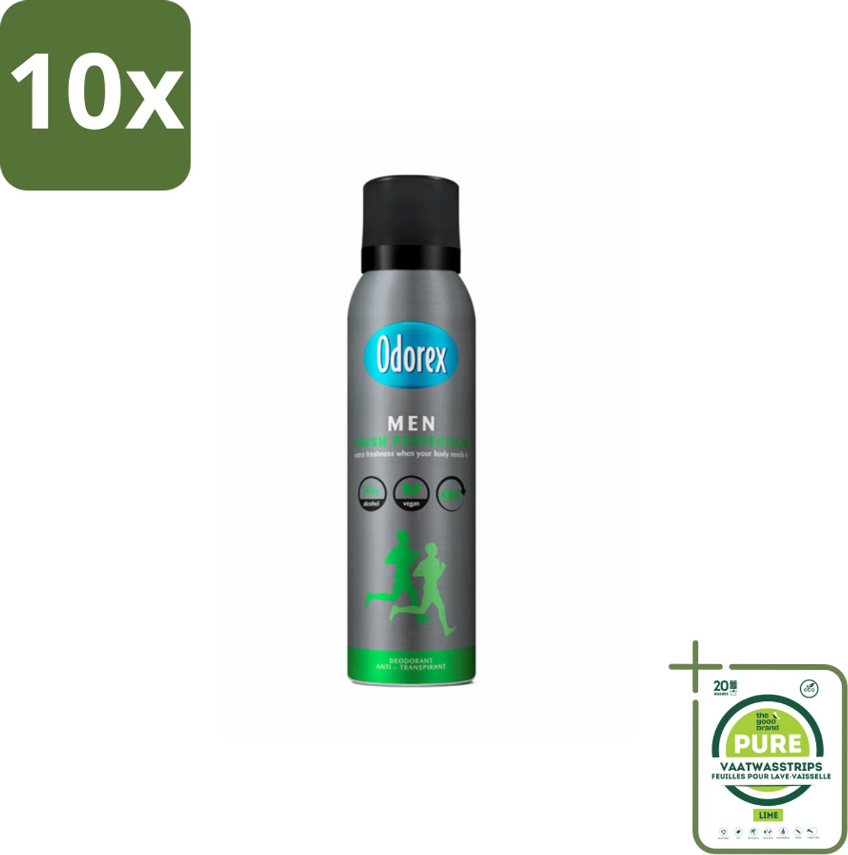 10 x Odorex Deodorant Spray For Men Fresh Protection 150 ml - Grootverpakking - Mannelijke Deodorant - Frisheid - Zweetbescherming - Sportieve Geur - Zweetgeur