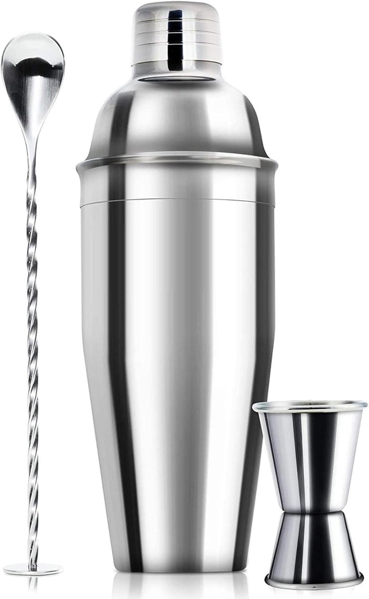 Cocktailshaker Set - RVS - 680 ml - Professionele Barset met Ingebouwde Zeef - Voor Thuis en Feestjes