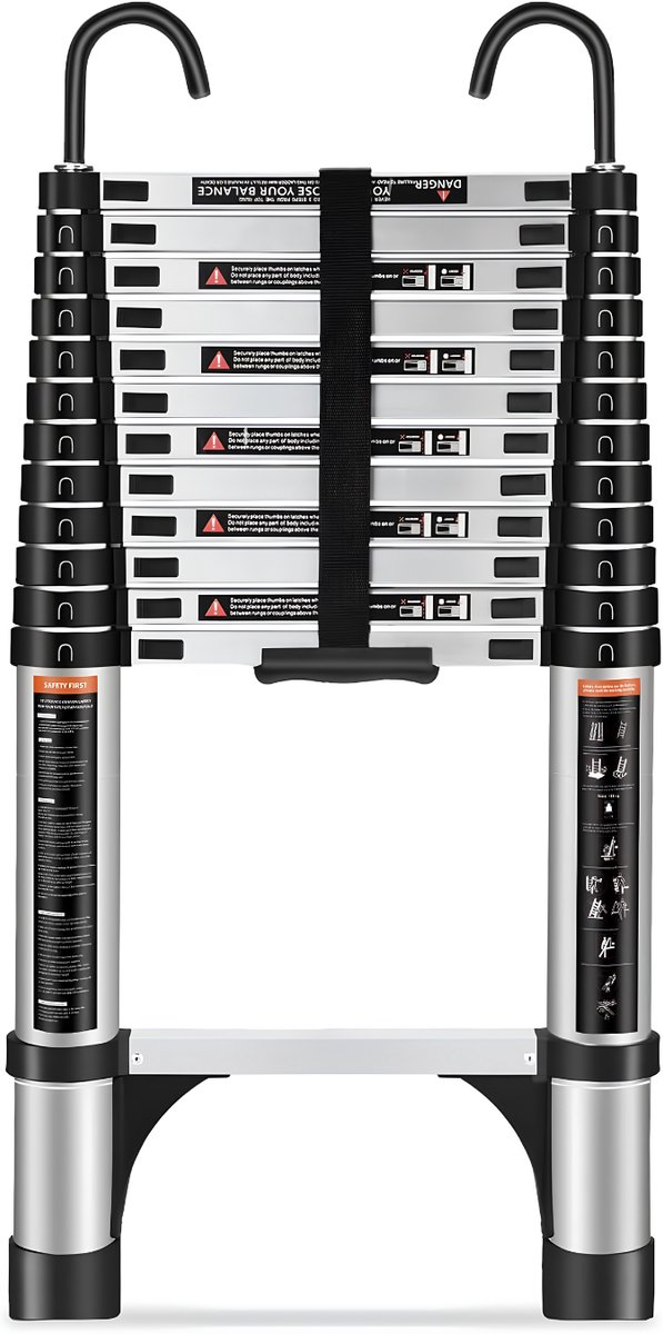 Ladder - Laadcapaciteit 150 kg - Vouwladder - Telescoopladder - Zwart - 79cm x 48cm x 9cm