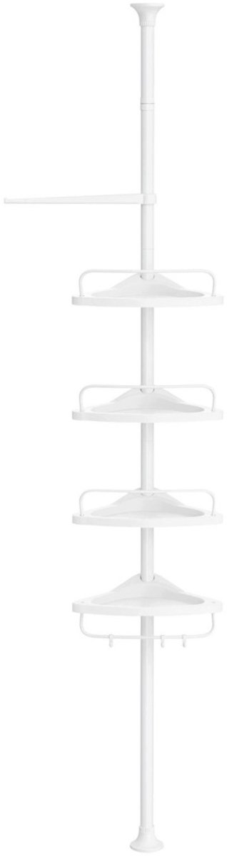 Songmics Uitschuifbaar hoekrek, wit, voor douche, handdoekhouder, 85-305 cm
