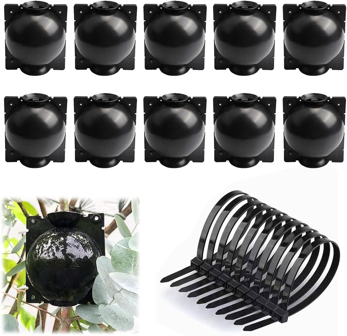 10 Stuks Plant Wortelballen voor Hoge Druk Vermeerdering, Herbruikbare Wortelapparaten met 10 Kabelbinders voor Effectieve Plantvermeerdering en Grafting