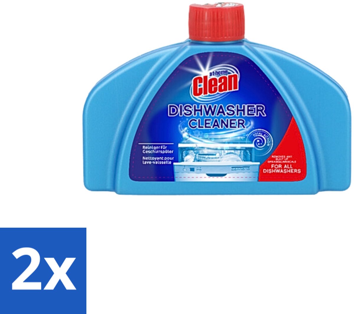 2 x At Home - Clean - Vaatwas Machinereiniger - Verwijdert Hardnekkig Vuil - 250 ml - Vaatwasmachine Reiniger - Vaatwasmachine Reiniging - Vaatwasmachine Kalkaanslag - Vaatwasmachine Vet - Vaatwasmachine Vuil