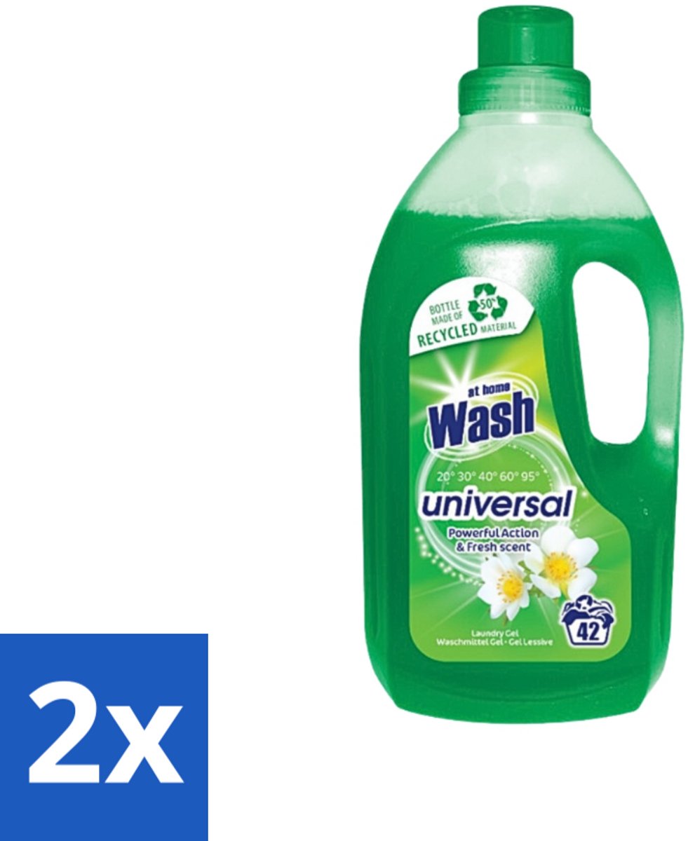 2 x At Home - Wash - Wasmiddel - Alle Was - Frisse Geur - 42 Wasbeurten - Wasmiddel - Was - Textiel - Vlekken - Frisse Geur