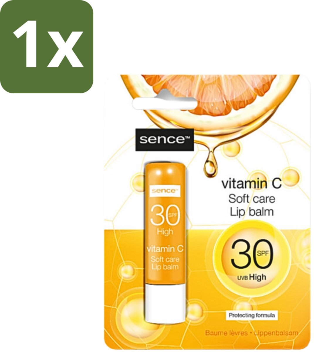 1 x Sence - Soft Care Vitamin C - Lippenbalsem - Hydraterend - 4,3 g - Vitamine C Lippenbalsem - Hydraterende Lippenbalsem - Verzorgde Lippen - Droge Lippen Herstel - Lippenbescherming
