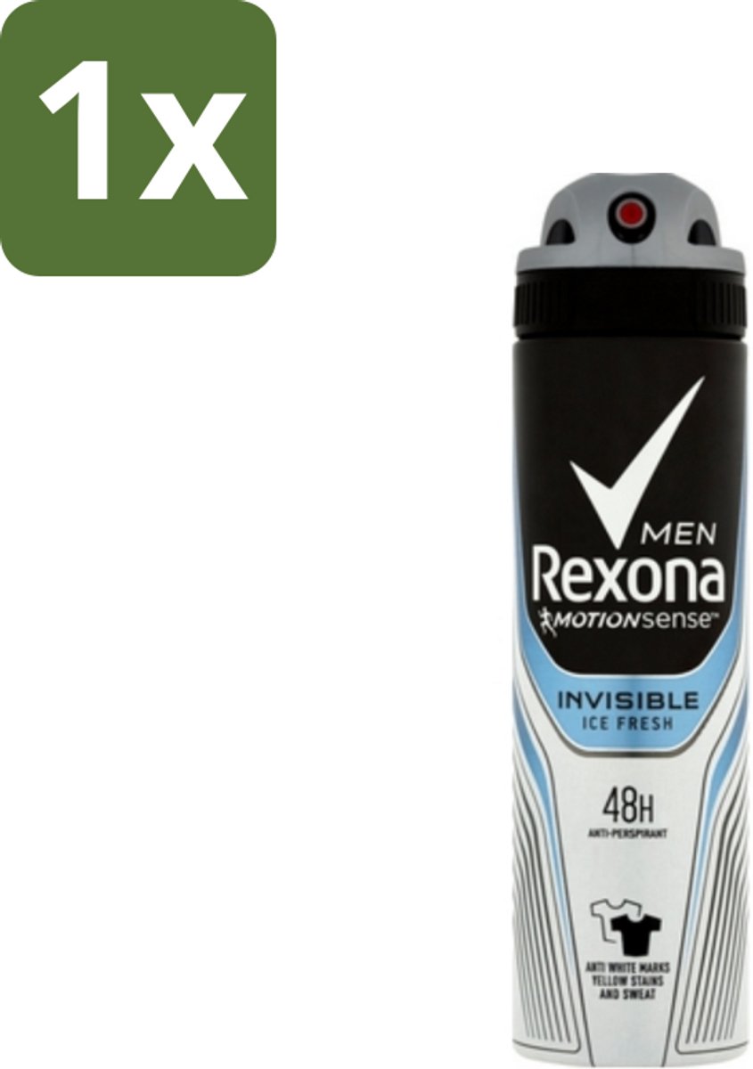 1 x Rexona Men - Invisible Ice Fresh - Deodorant Spray - 150 ml - Deodorant Spray - Zweetbescherming - Lichaamsgeur - Mannelijke Deodorant - Frisheid