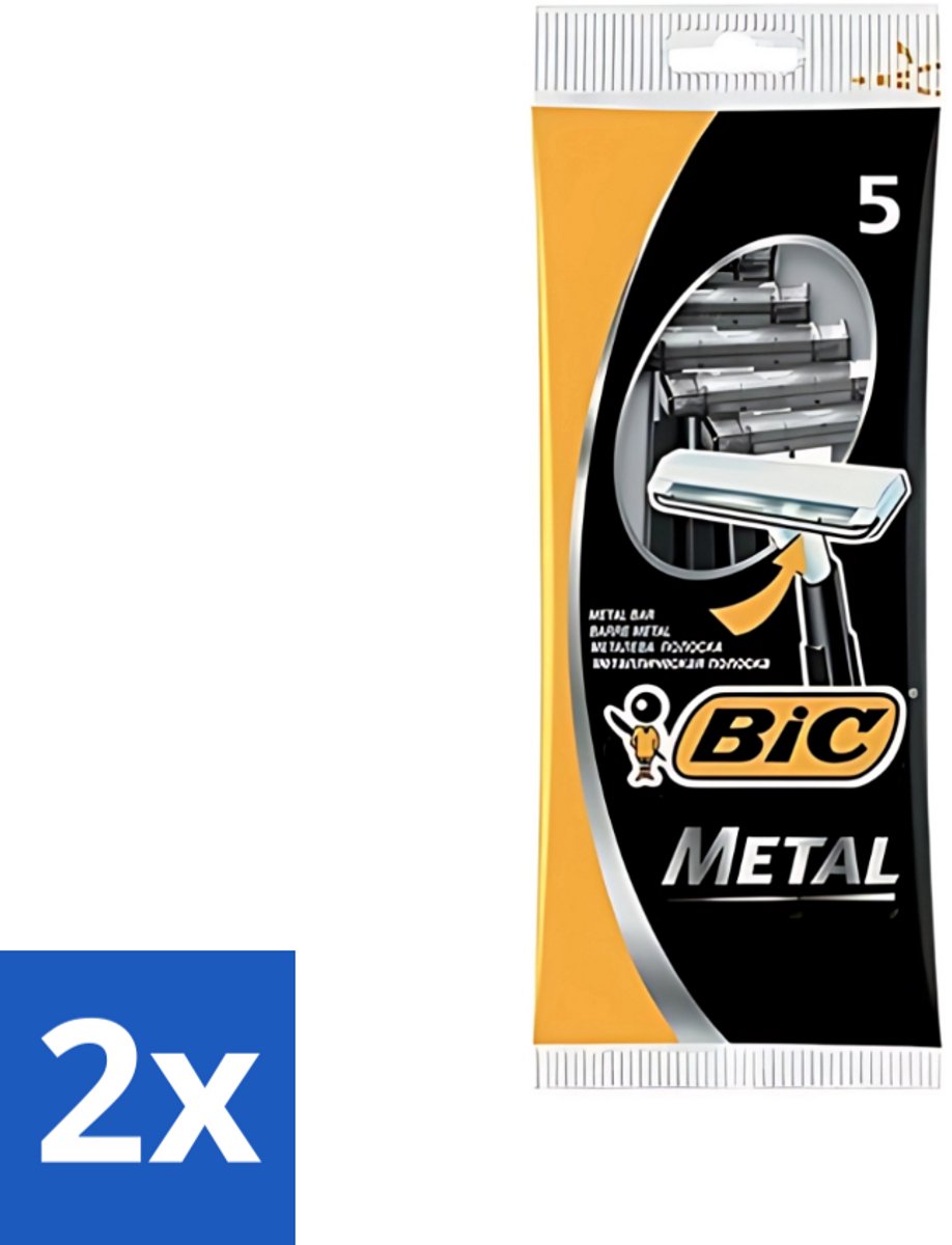 2 x Bic - Scheermesjes - Metaal - Enkel Mesje - Wegwerpmesjes - 5 Scheermesjes - Scheermesje - Wegwerpmesje - Roestvrij Staal - Enkel Mesje - Precisie Scheren