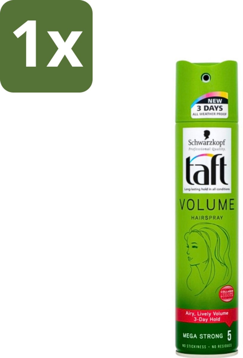 1 x Schwarzkopf - Taft - True Volume Haarspray - Mega Strong - Volumeboost & Fixatie - 250 ml - Volume Haarspray - Haarspray Volume - Haarspray Fixatie - Fijn Haar Volume - Vegan Haarspray