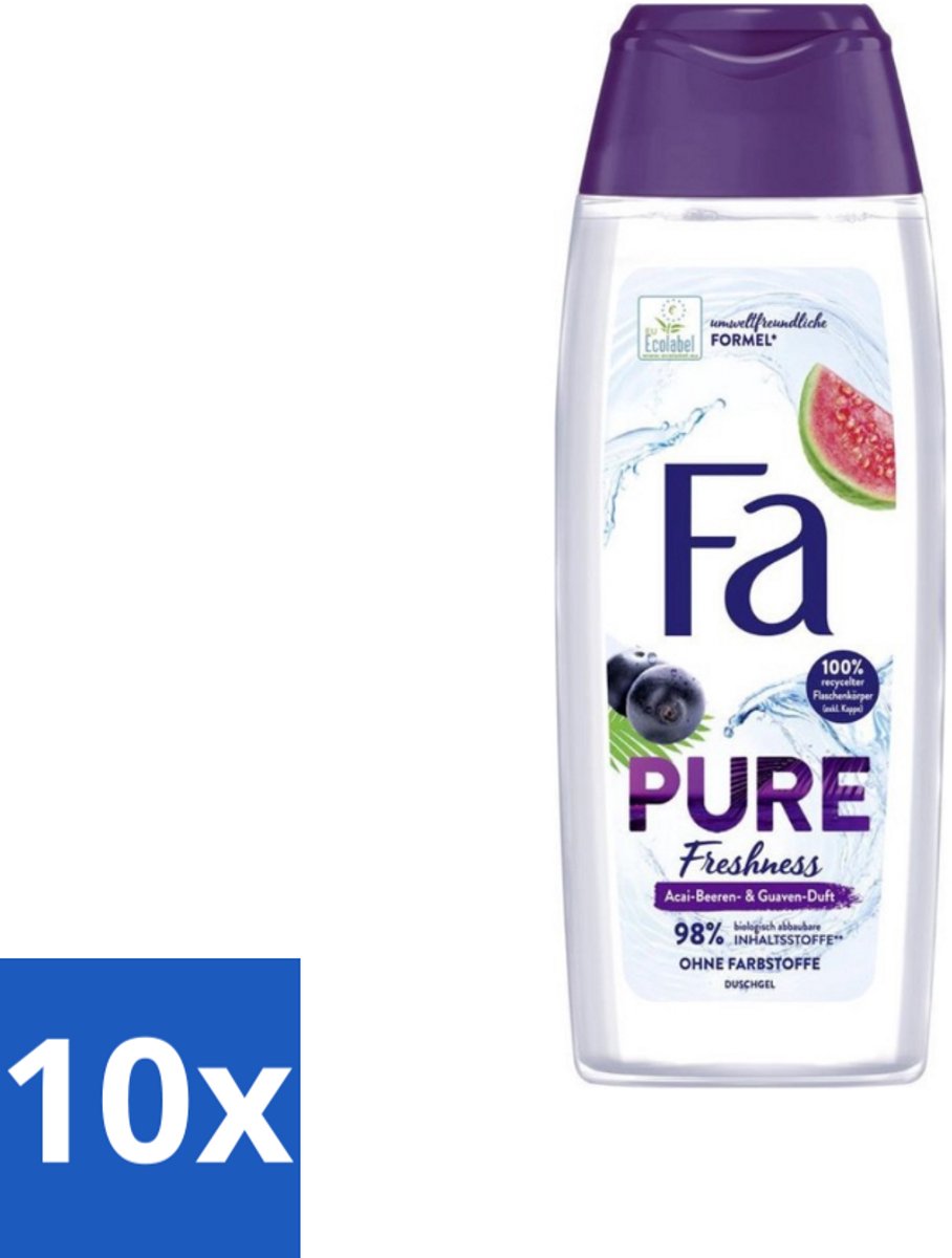 10 x Fa - Douchegel - Pure Freshness - Acai & Guave - Verfrissend & Verzorgend - 250 ml - Douchegel - Acai - Guave - Verfrissend - Verzorgend