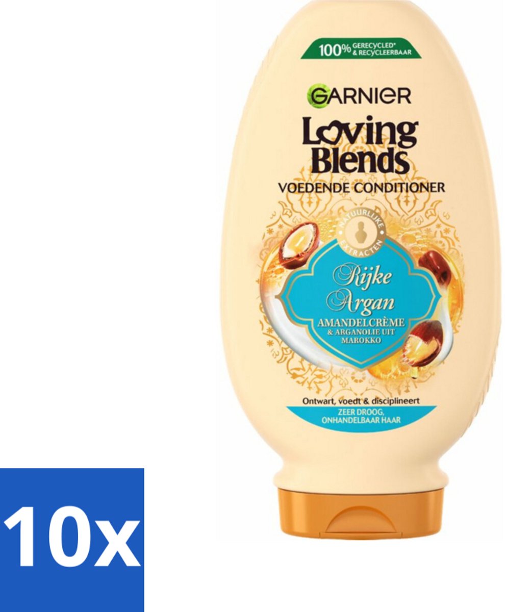 10 x Garnier Loving Blends Rijke Argan Conditioner 250 ml - Conditioner Voor Droog Haar - Arganolie Voor Haar - Amandelextract Voor Haar - Ontwarren Haar - Voeding Haar